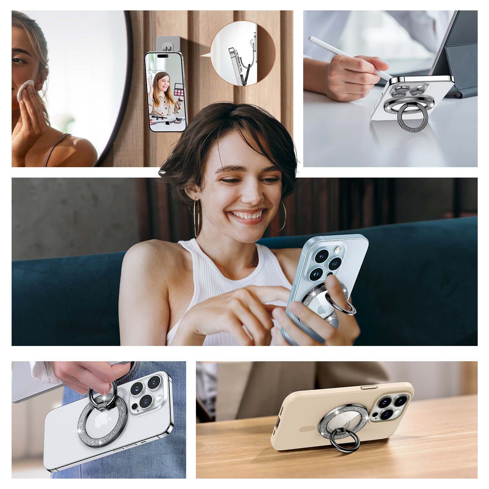 Magnetic Sparkle Phone Ring Holder - Single Ring Stand