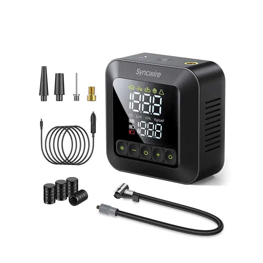 Syncwire inflate 280 150 PSI Fast Tire Inflator Portable Air Compressor, Quiet Air Pump with LCD Gauge